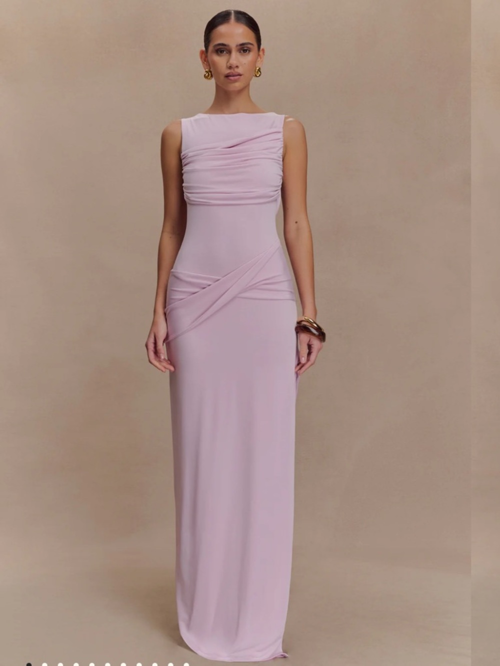 MESHKI - Sleeveless Ruched Maxi Dress in Light Pink